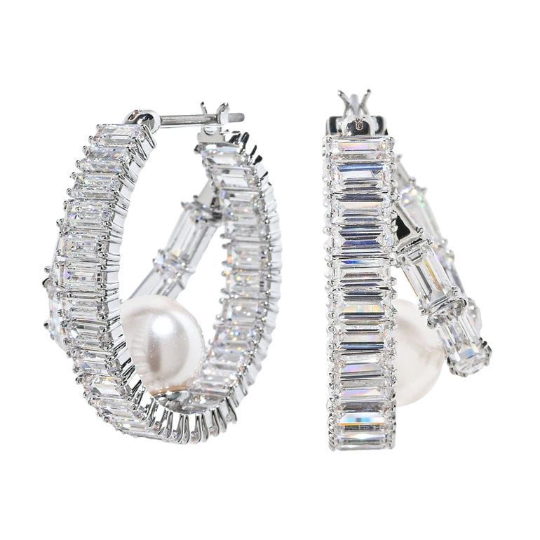 スワロフスキー SWAROVSKI ピアス アリアナ・グランデコレクション フープピアス クリスタルパール クリア シルバー 5720868 ...