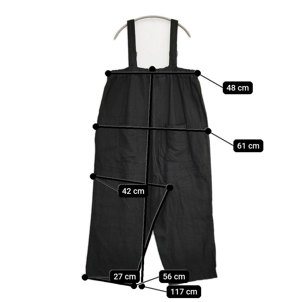 挑戦 nest Robe ブラックリネンコクーンサロペット 01234-1435 定価31900円 サロペット 23AW ブラック レディース ネストローブ 5-1001M♪ 使用品