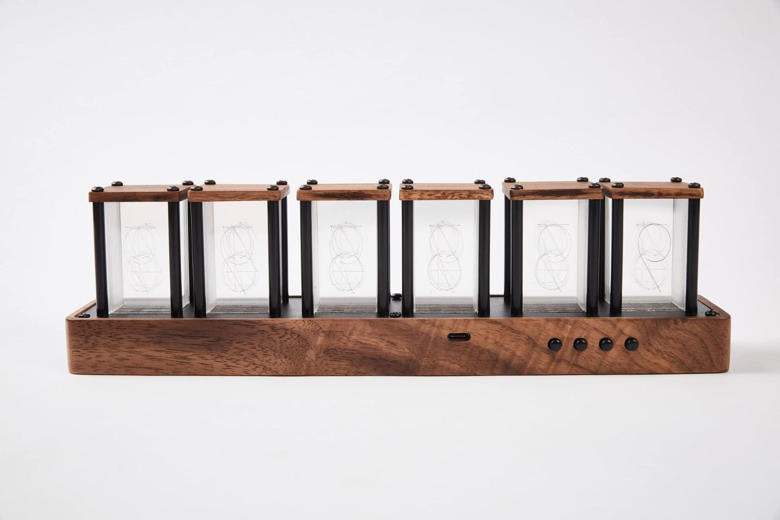 ニキシー管 時計 1600万色カスタマイズ可能、レトロモダン木製