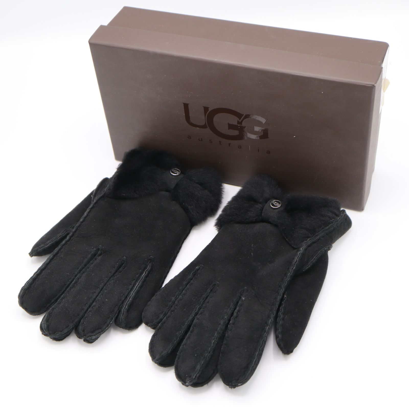 UGG アグ ムートン手袋 RN17541 グローブ スエード リボン サイズM 