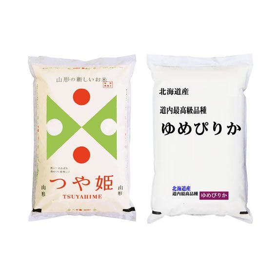 ゆめぴりか つや姫計20kg。 食べ比べセット 北海道産ゆめぴりか 山形県産つや姫 各2kg 化粧箱入 令 米・雑穀・粉類
