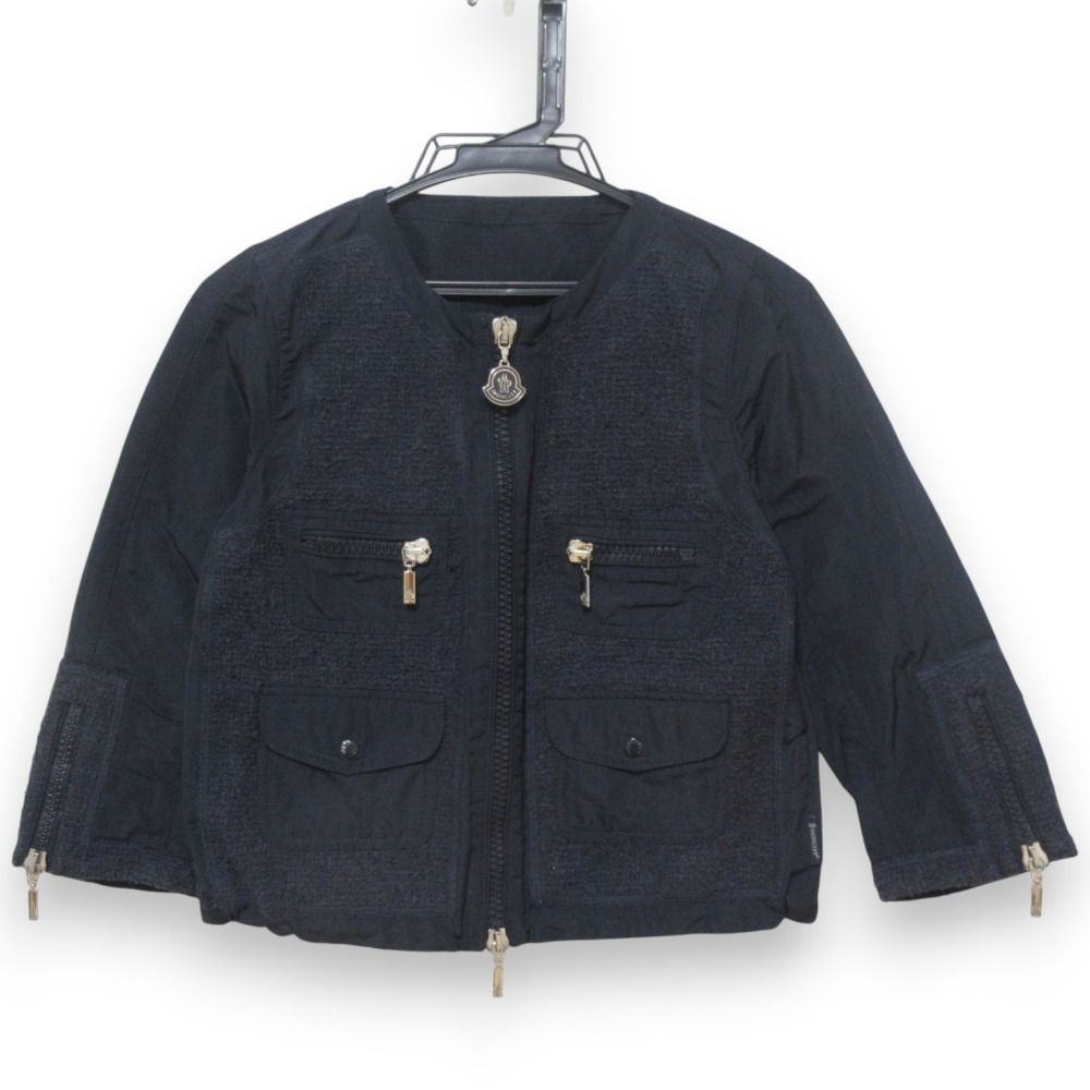 MONCLER モンクレール CLELIA クレリア ツイードコンビ ノー ジャケット サイズ0 ネイビー レディース 古着