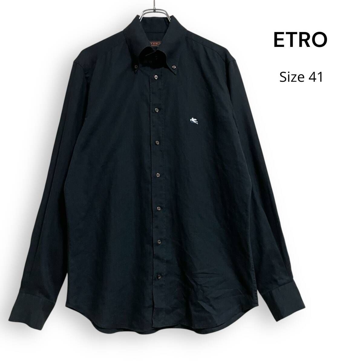 R2525/ ETRO エトロ イタリア製 リネン 長袖 シャツ ロゴ 刺繍
