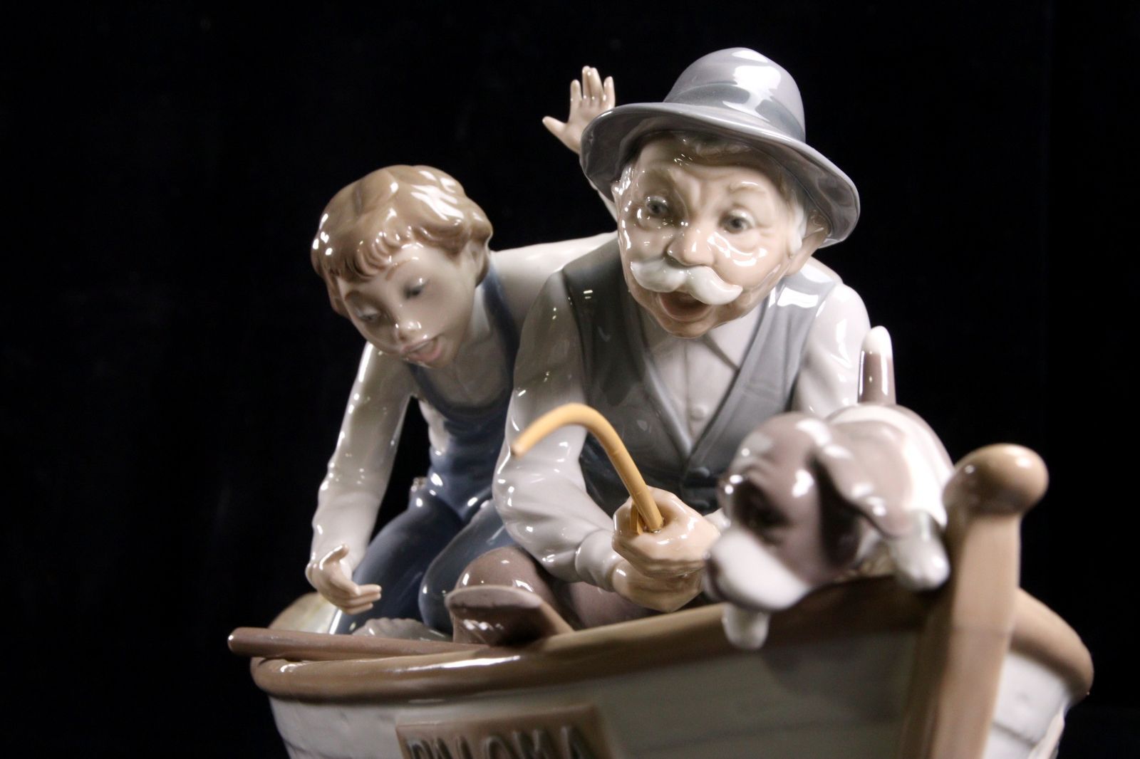 LLADRO リヤドロ 「おじいちゃんと魚釣り」 39cm アンティーク 楾 F942