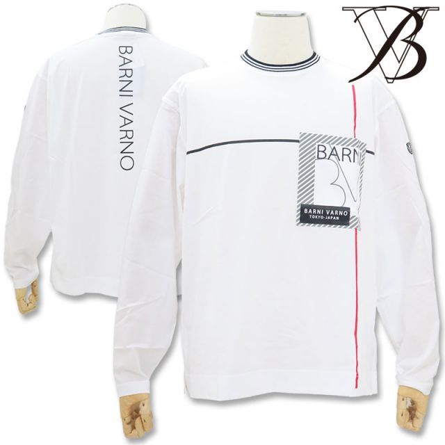 バーニヴァーノ 長袖Tシャツ ロゴプリント シルケット 天竺 春夏 M L サイズ 白黒 01 BARNI VARNO BSS-MTN4722  ホワイト ポケット - メルカリ