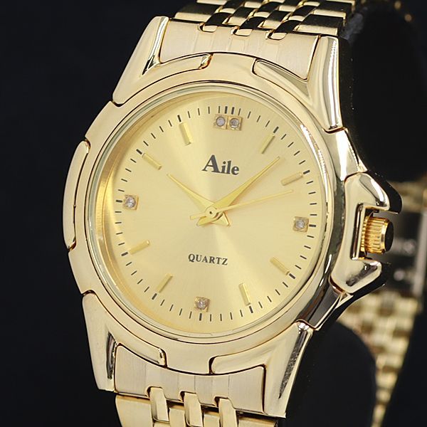 箱付 稼動 美品 Aile QZ ゴールド文字盤 メンズ腕時計 OGH 2000000 NSK