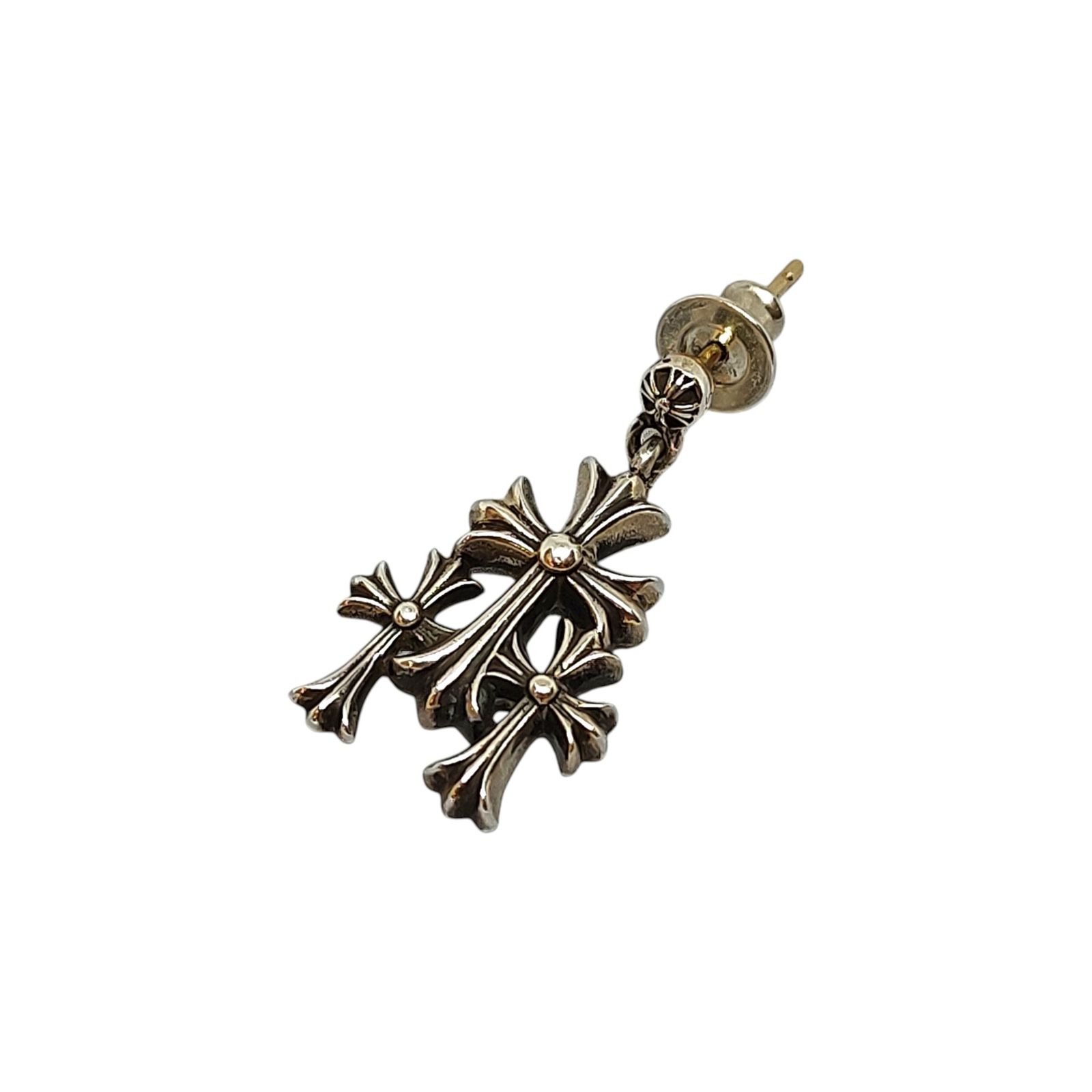 Chrome Hearts クロムハーツ 3 CH CROSS DROP トリプル CHクロス ドロップ ピアス F シルバー