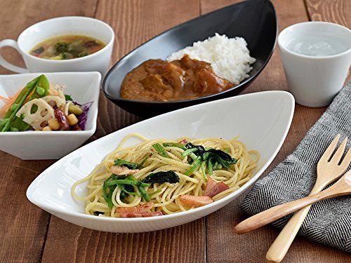 : 27cm CAFEリーフボウル テーブルウェアイースト カレー皿 黒マット ホーム＆キッチン 2個 カフェ食器 2個セット table パスタ皿 美濃焼CAFEリーフボウル 4個セットEAST おうちごはん 27cmの通販