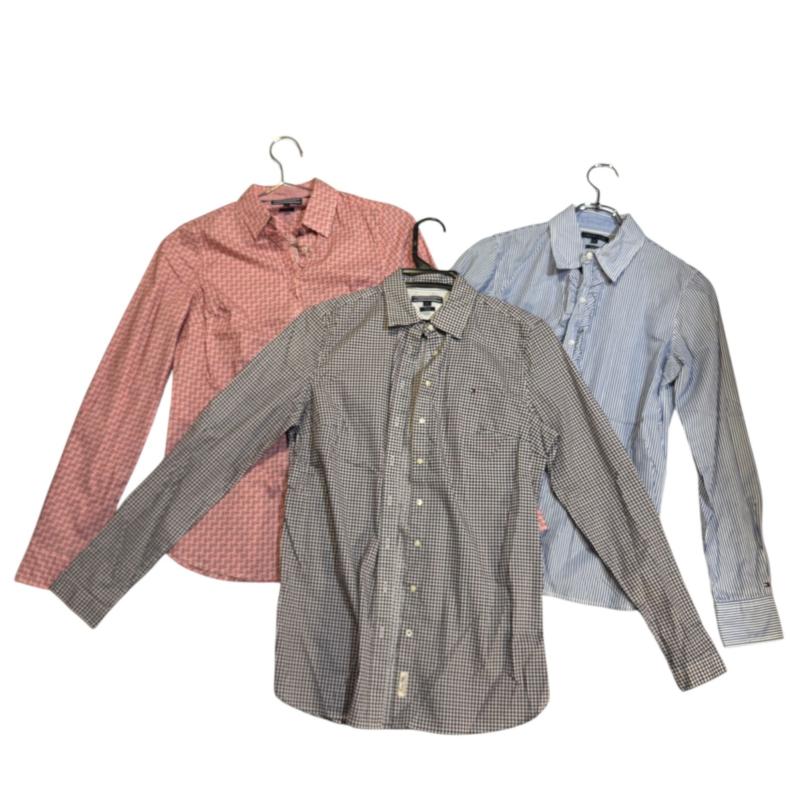 Z1499 TOMMY HILFIGER トミーヒルフィガー おまとめ ３点 シャツ 長袖 レッド ブルー ホワイト キッズ 男の子 ボーイズ 4＆8