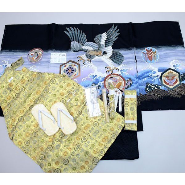 七五三 五歳 男児 羽織袴フルセット 着物 祝着 おりびと 紋袴 NO36215