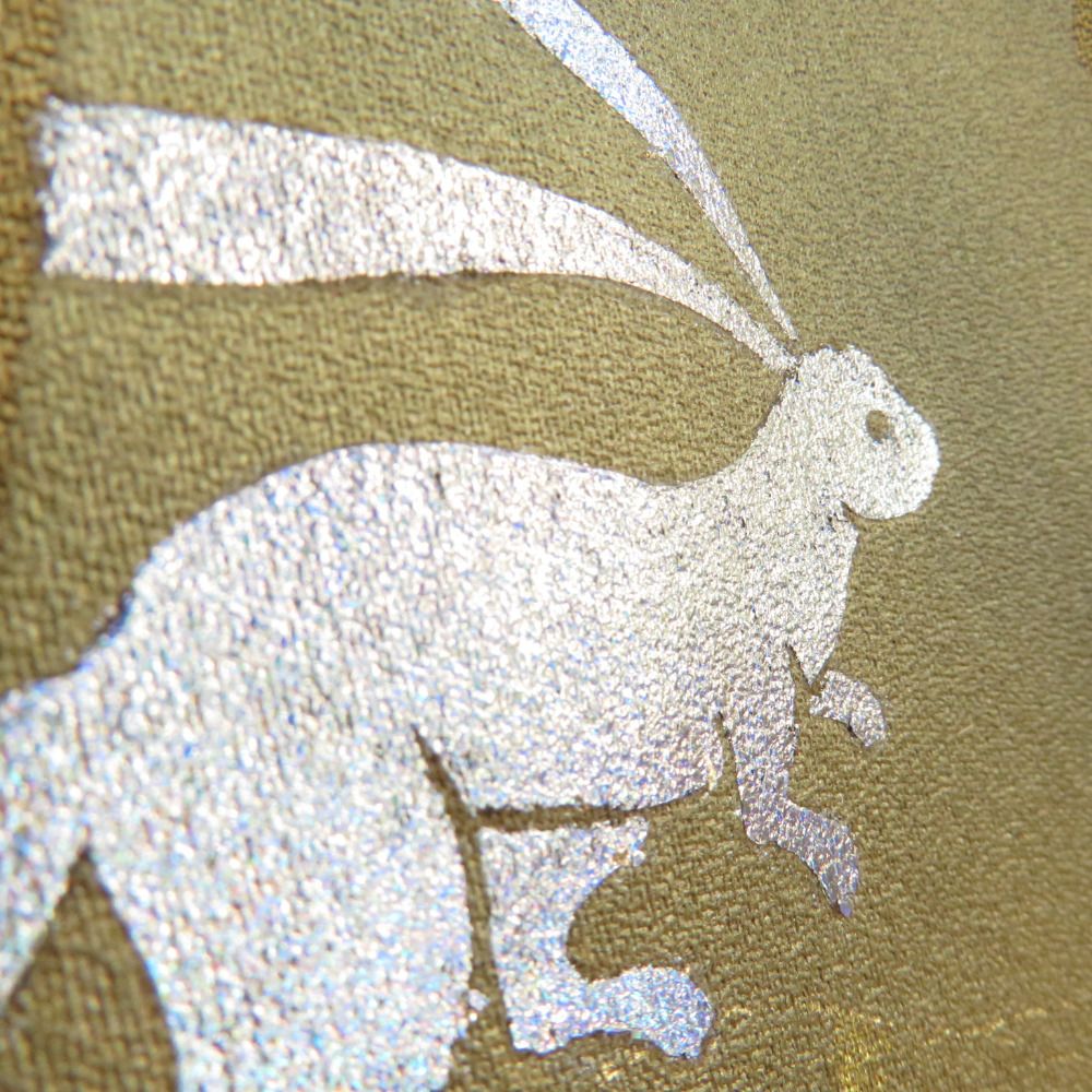 付下げ 京友禅 堀省平 落款入り 金彩加工 紋無し 辛子色x紺色 ぼかし