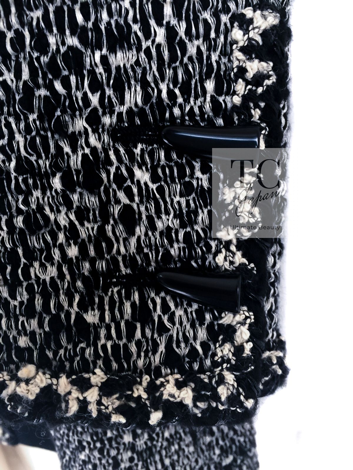シャネル コート CHANEL ブラック 黒 グレー ウール ダッフル