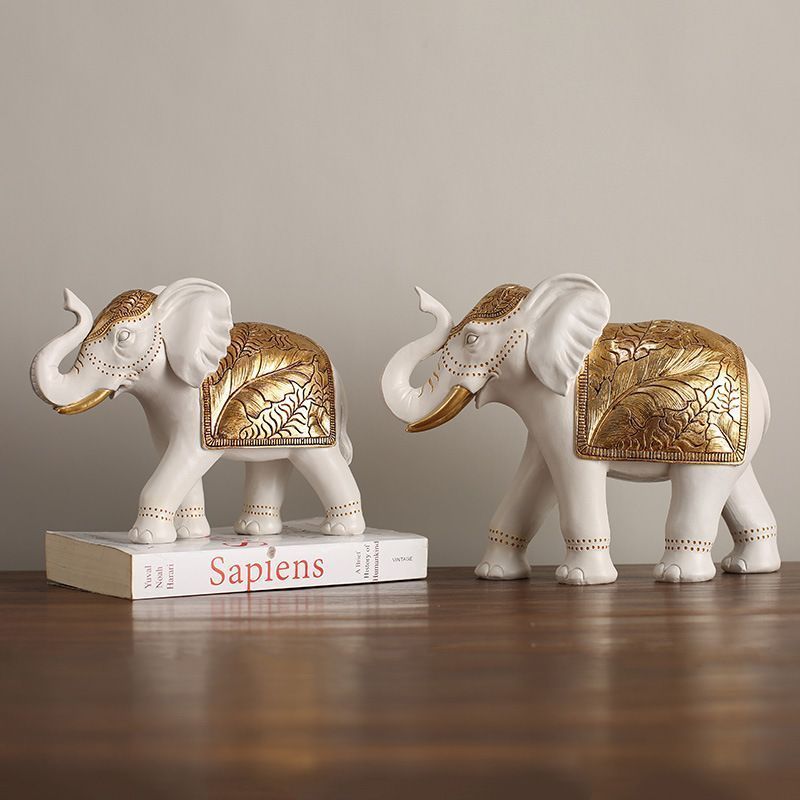 新品未使用オブジェ 象 2個セット 置物 おしゃれ かわいい 縁起物 風水グッズ インテリア ホワイト ブラック ギフト プレゼント リビングルーム