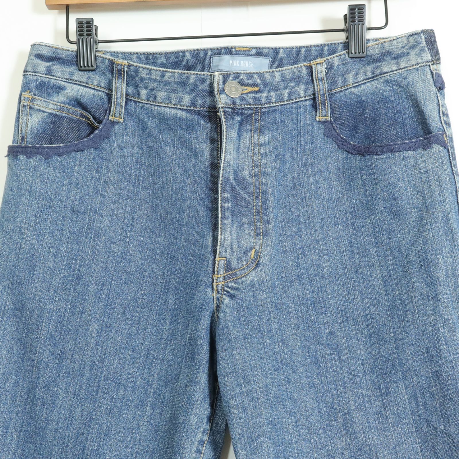 ピンクハウス☆裾段々フリル付き♪ジーンズ クロップドデニムパンツ  