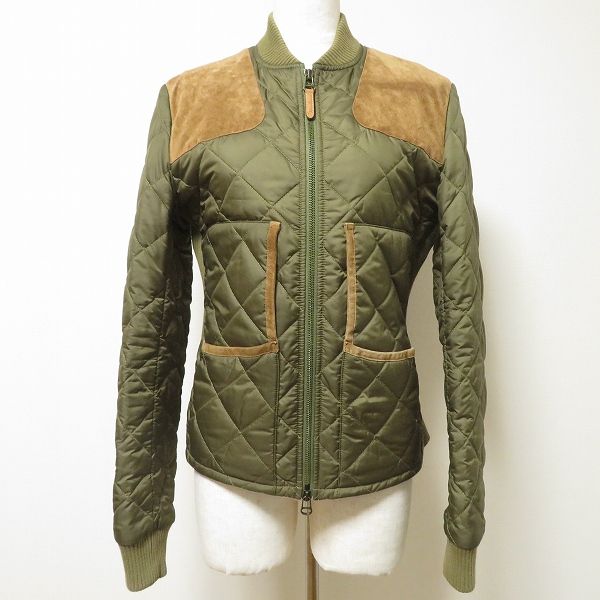 wnc ラルフローレン RalphLauren ブルゾン ジャケット 11 カーキ 茶 中綿 スエード使い キルティング リブ レディース 965614