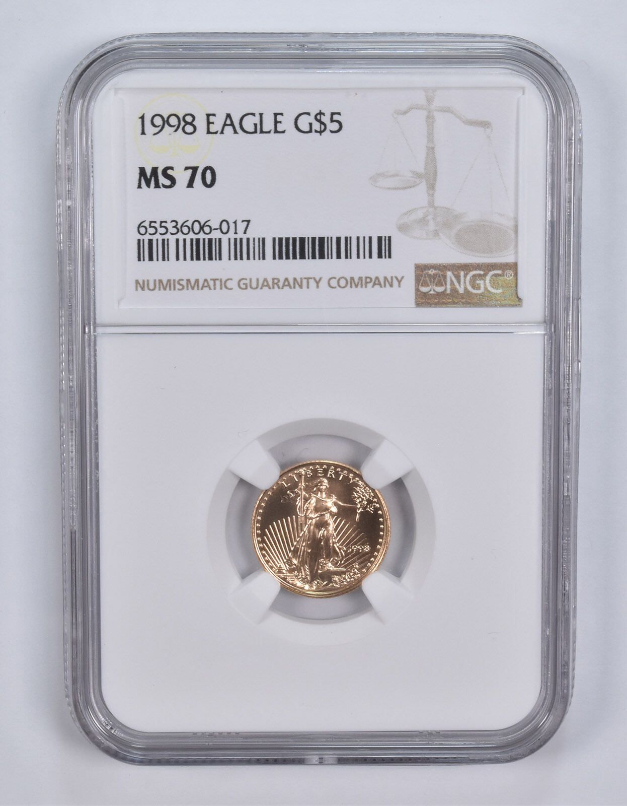 MS70 1998年 5ドル 1|10オンス アメリカンイーグル金貨 NGC ブラウンラベル
