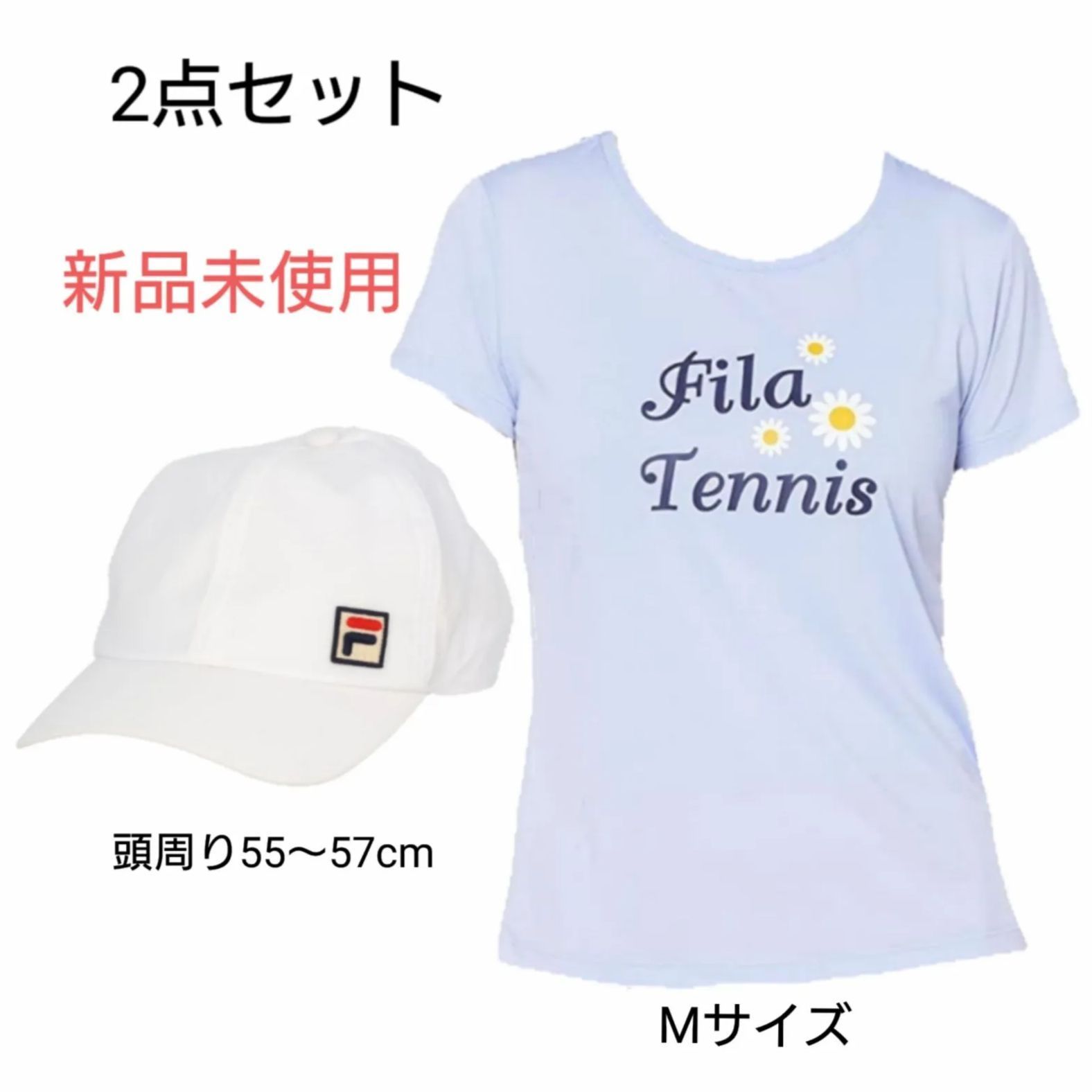 FILA フィラ テニスウェア シャツ Mサイズ キャップ 帽子 2点セット