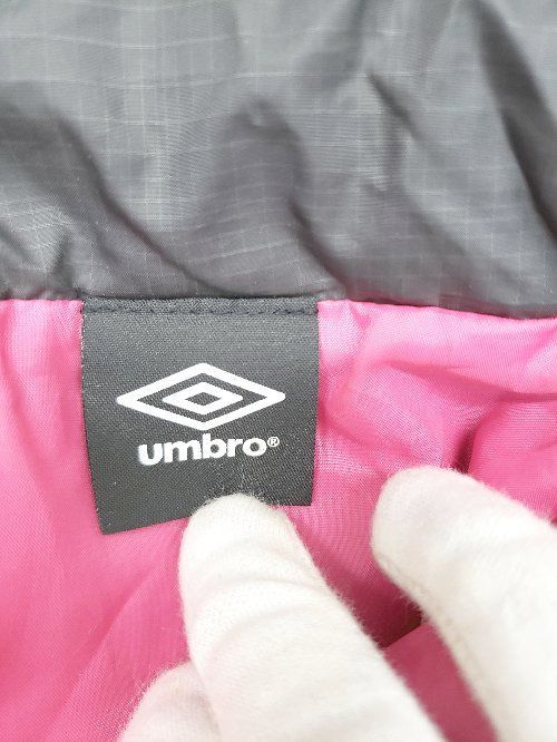 ◇ ◎ UMBRO アンブロ 2WAY ロング ジップアップ ロゴ刺繍 長袖 ベンチコート サイズM ダークグレー系 レディース P  【1405090013494】