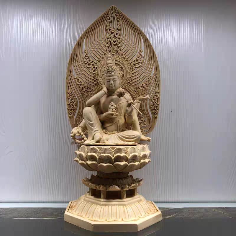 高品質 総檜材 木彫仏像 仏師で仕上げ品 如意輪観音像 仏教美術