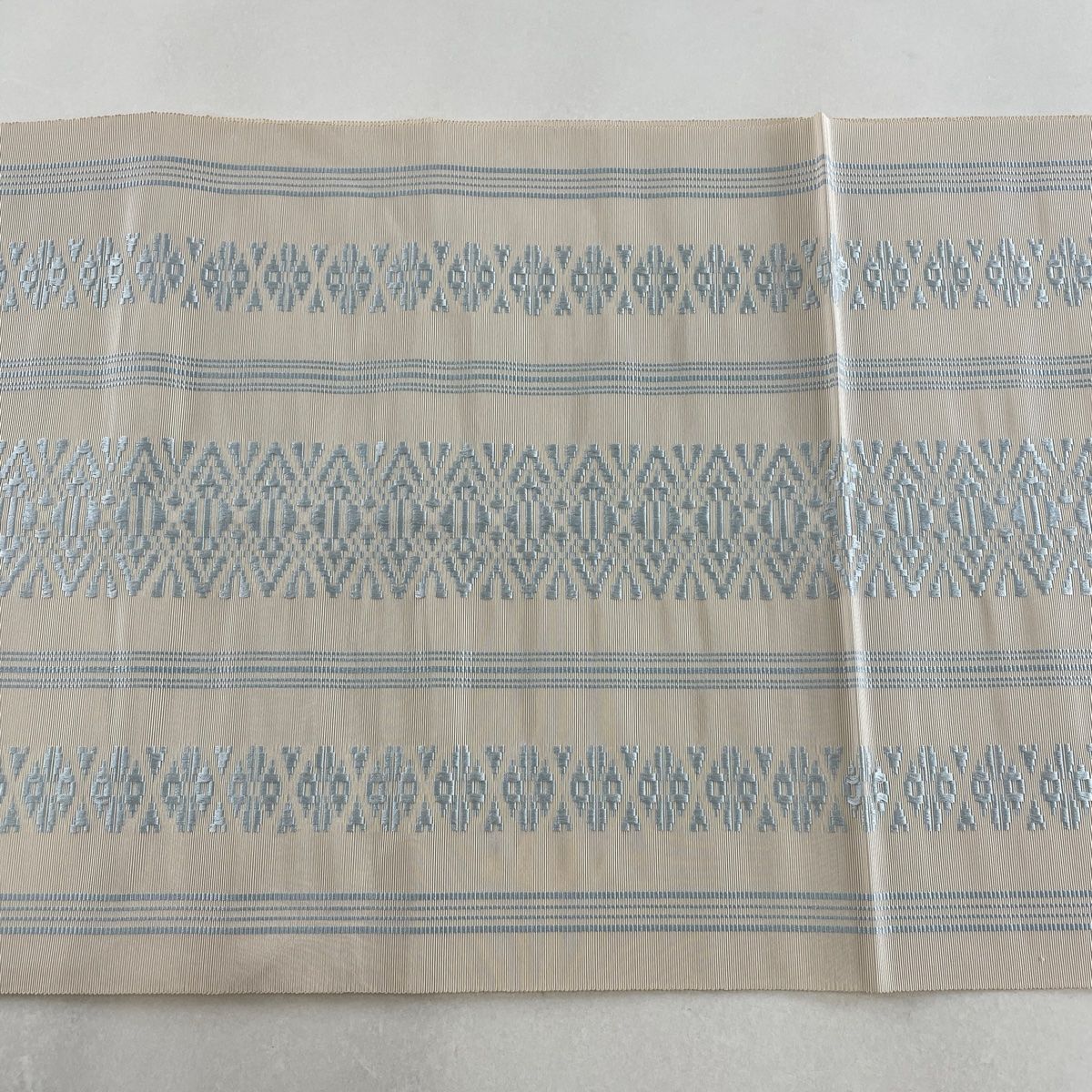 名古屋帯 美品 秀品 八寸名古屋帯 縞 ベージュ 正絹 【中古】（名古屋 