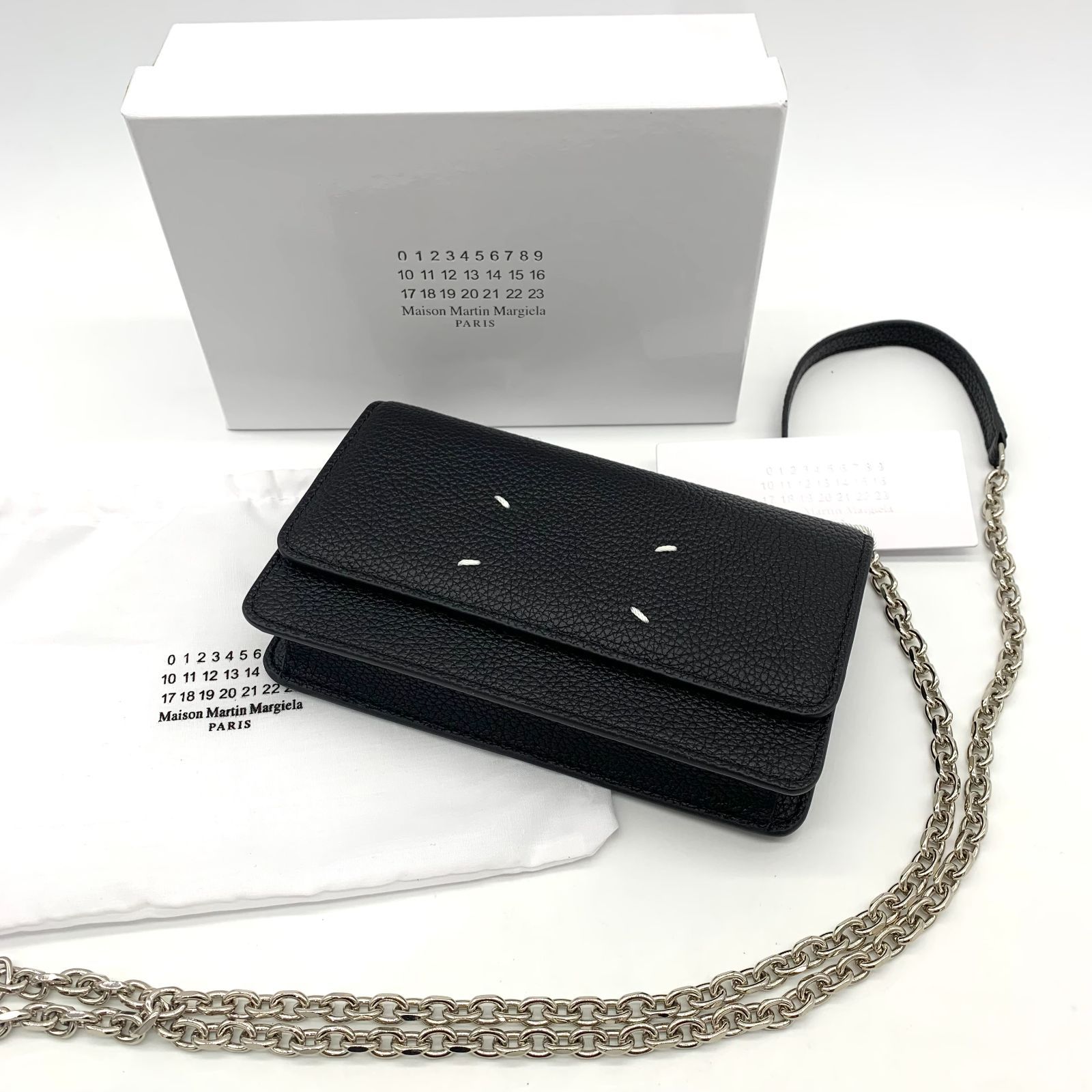 美品 メゾンマルジェラ レザー ショルダーバッグ 白タグ 4ステッチ 