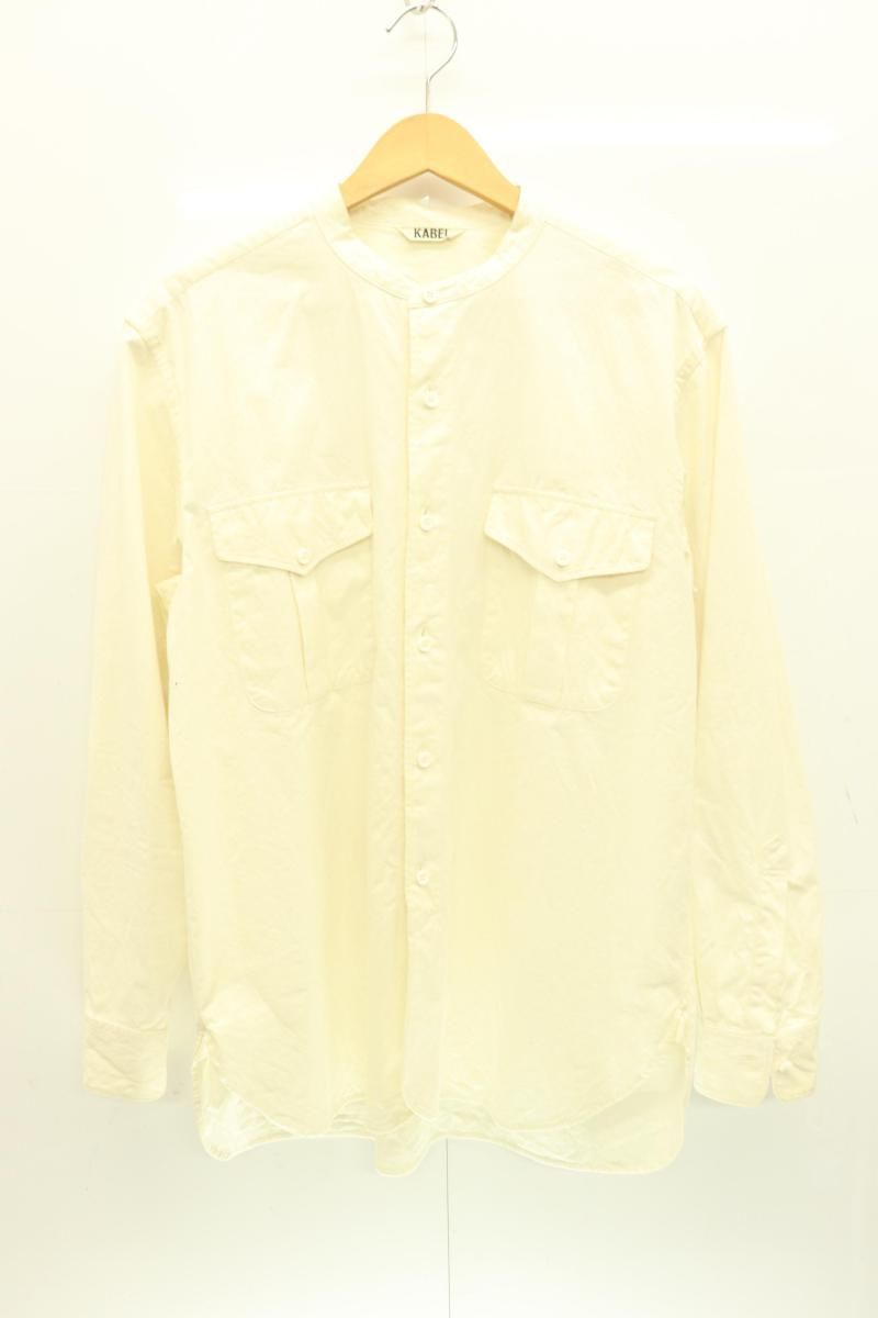 【中古】 KABEL メンズ長袖シャツ 2 バンドカラーシャツ KABEL 2 白 ホワイト