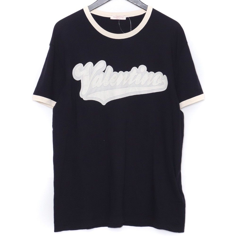 Valentino/ ヴァレンティノ ロゴパッチ クルーネック Tシャツ VALENTINO ロゴパッチクルーネックTシャツ XLサイズ ネイビー