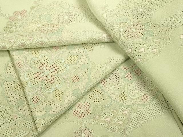 平和屋着物＃中国三大刺繍 スワトウ刺繍 汕頭刺繍 道行コート 雲取り七宝