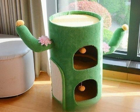 サボテン猫棚に登る多層木穴猫小屋 ZYP29今がチャンス