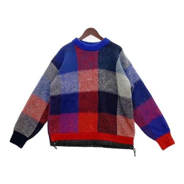 Sacai plaid Knit 22-02858M 22AW ニット セーター クルーネック チェック柄 メンズ サイズ3 ブルー/レッド サカイ  トップス DM12493□ - メルカリ