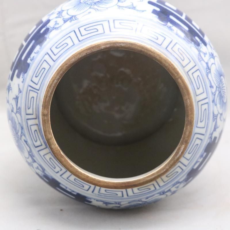 清康煕藍地青花纏枝喜字氷梅紋将軍缶 景徳鎮 陶磁器 装飾品 工芸品美術品 置物 清康煕藍地青花纏枝喜字氷梅紋将軍缶 景徳鎮 陶磁器 装飾品 工芸