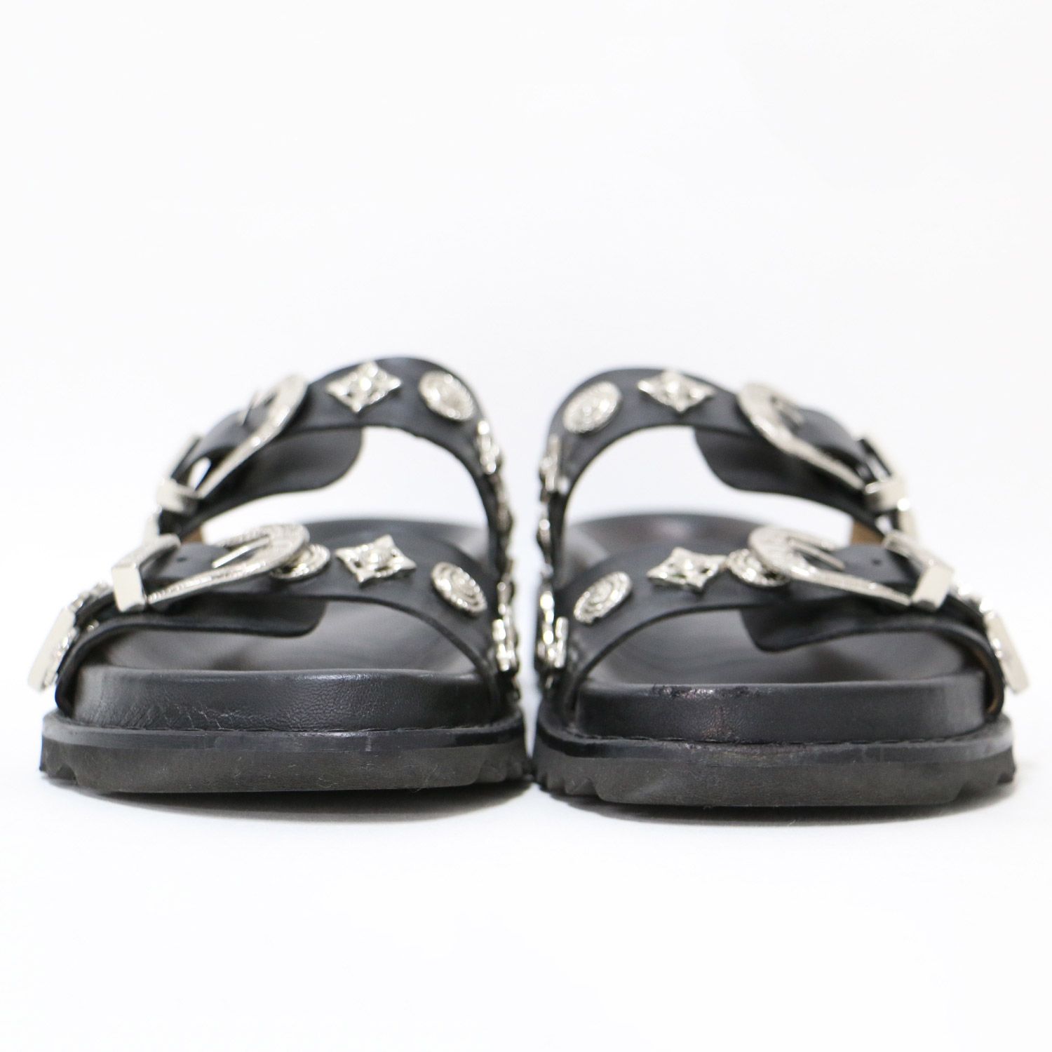 TOGA PULLA トーガ サンダル ブラック シルバー サイズ:38(24.0cm