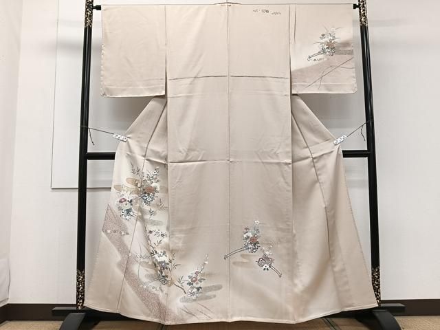 平和屋着物○訪問着 草花文 暈し染め 金彩 正絹 逸品 CAAU2315yc 平和