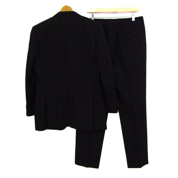 ポールスミス スーツ セットアップ 上下セット ジャケット パンツ ストライプ ウール 記名有 メンズ Lサイズ ブラック Paul Smith