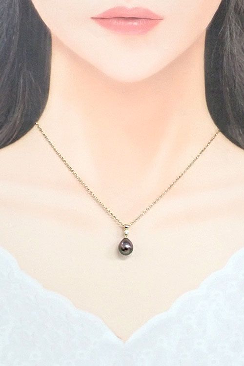 MIKIMOTO 黒真珠 ペンダントネックレスK18