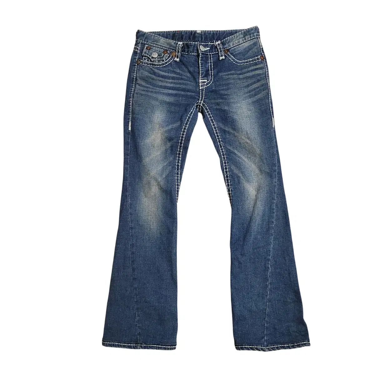 【白黒ステッチ】True Religion ホワイトデニム TRUE RELIGION(トゥルーレリジョン) 白 ステッチ ウォッシュ