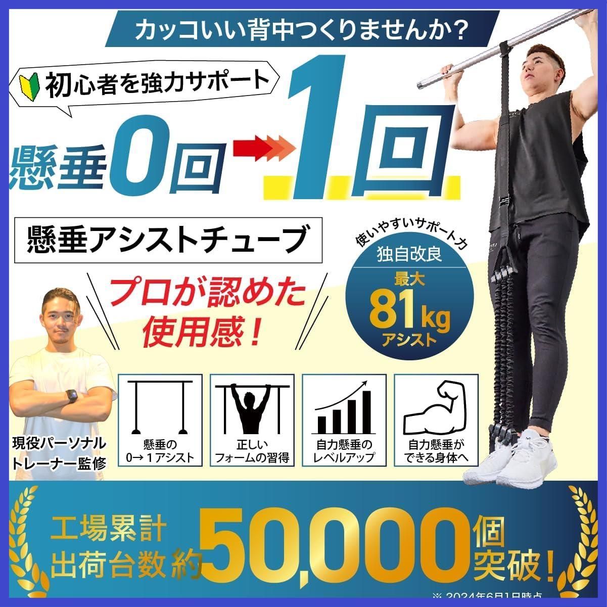 補助 アシスト チューブ チンニング バンド MAX81kgのアシスト力!3段階 