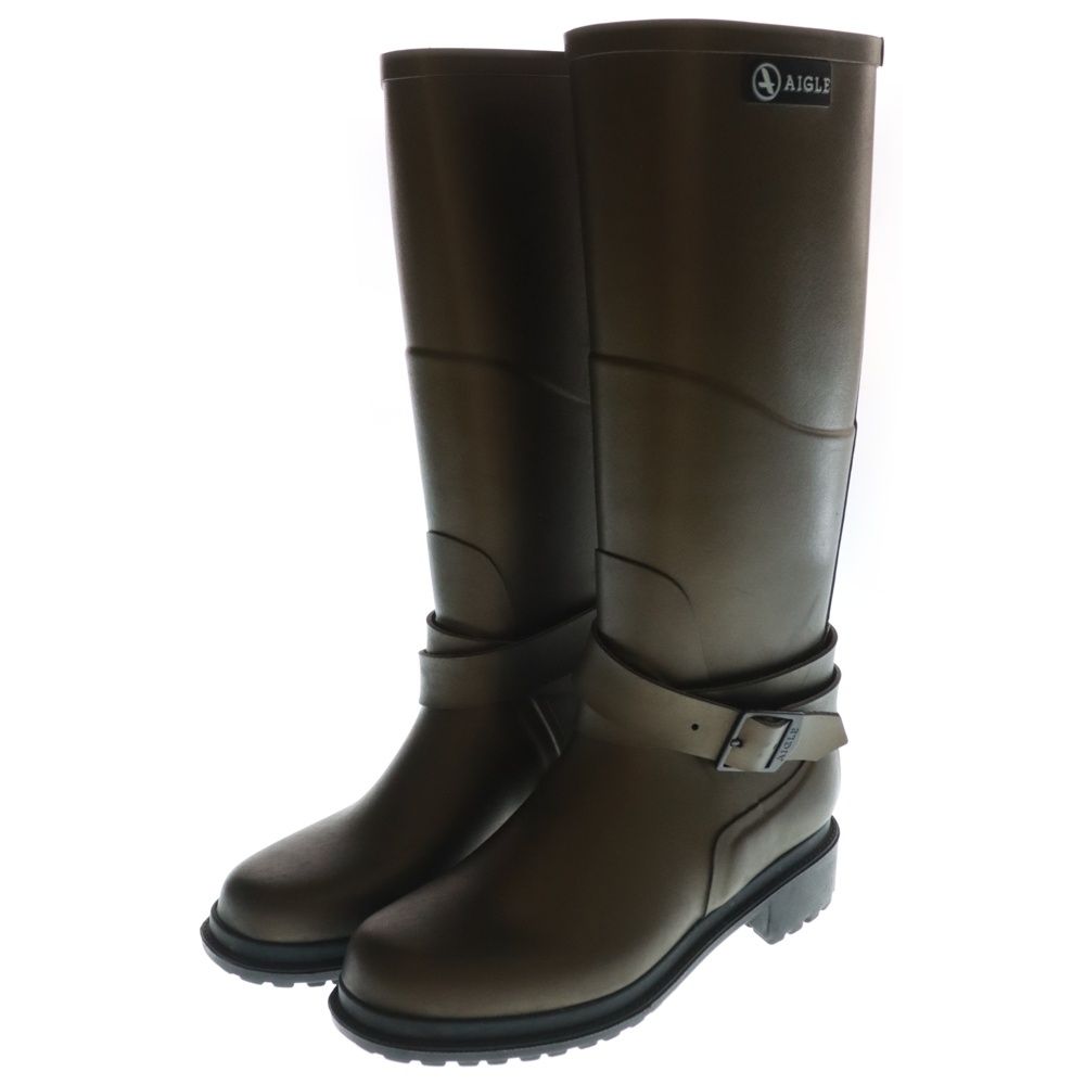 【未使用】AIGLE MACADAMES エーグルマカダム　ロングレインブーツ AIGLE (エーグル) マカダム レインロングブーツ ベルトデザイン