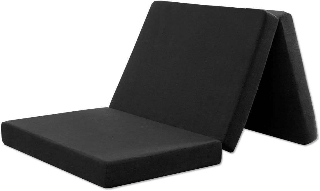 タンスのゲン マットレス シングル 男の 純 高反発 厚み10cm 高反発 高密度30D 硬め220N 三つ折り 竹炭 消臭 パイルブラック 61207