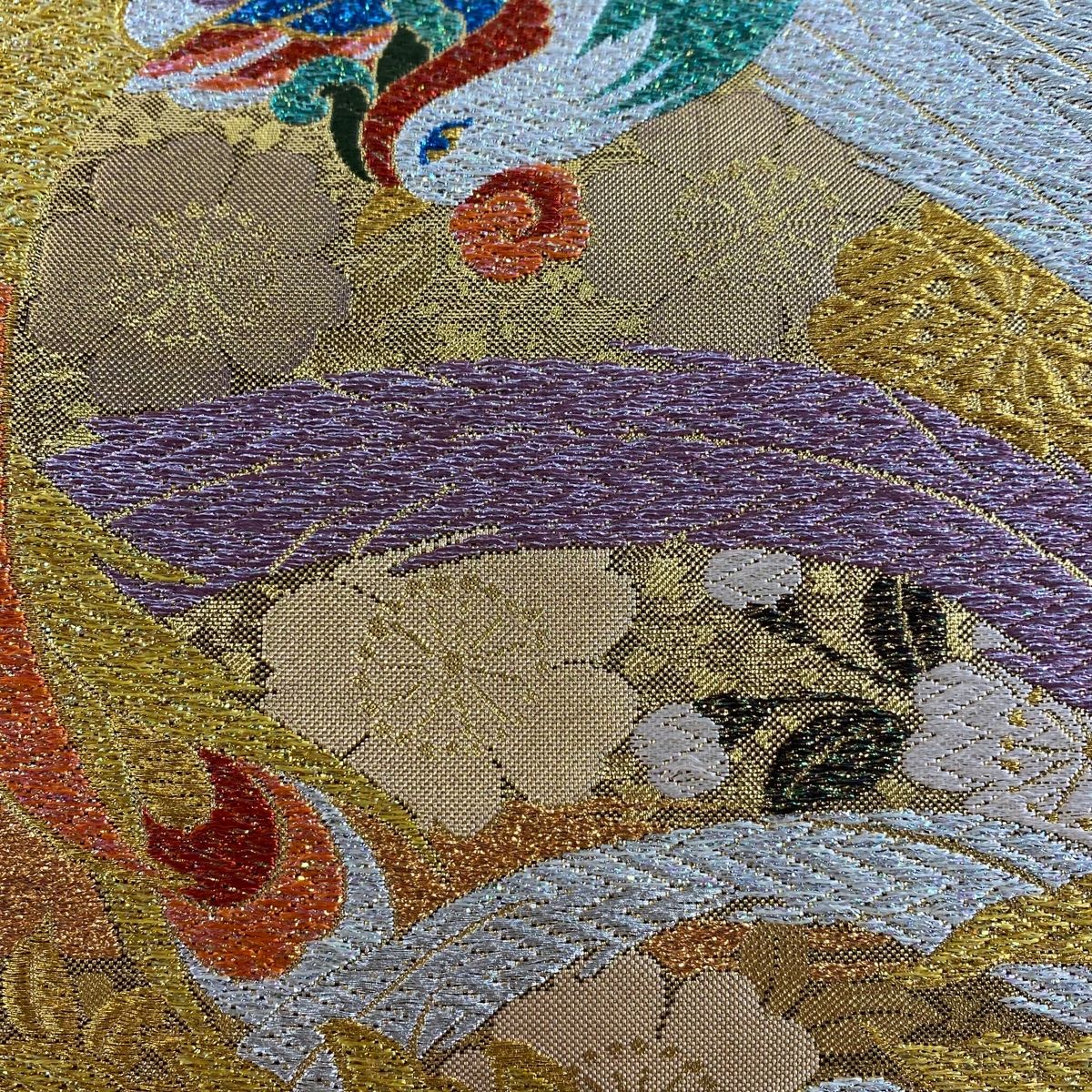 振袖 帯「山葵色 梅に桜」日本製 西陣織 西陣織証紙番号 No.172
