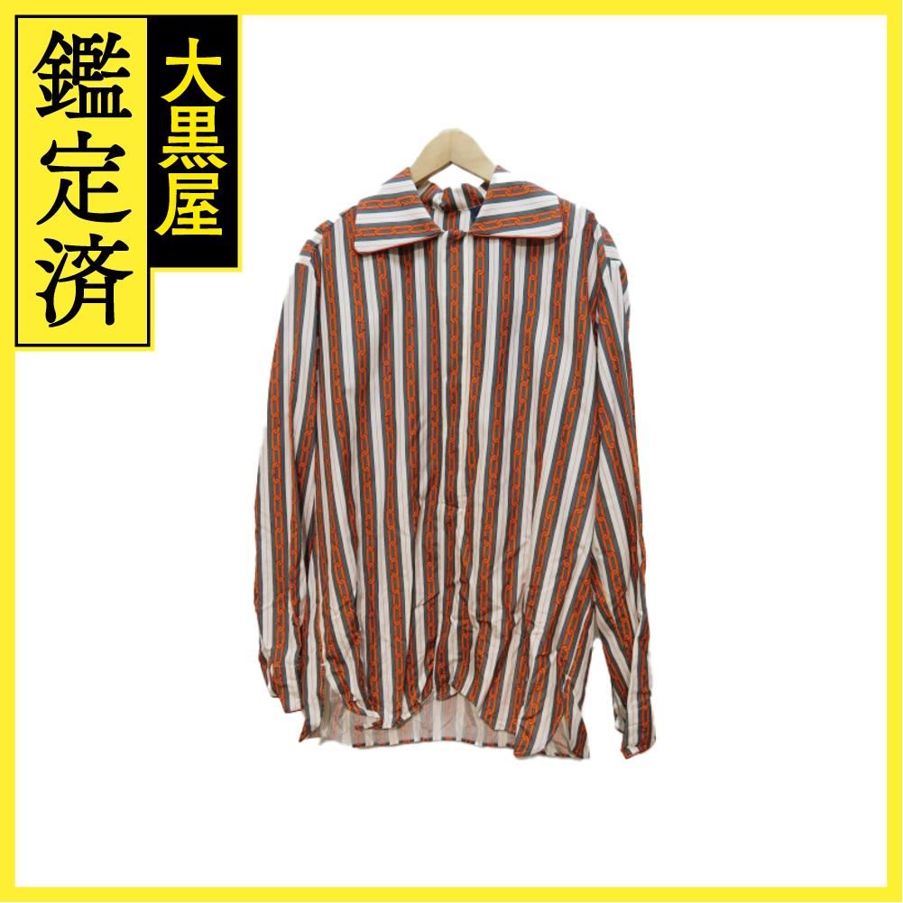 【最終値下げ】ルイ・ヴィトン チェーンデザインストライプシャツ LOUIS VUITTON】ルイヴィトン『チェーン ストライプ コットン×シルク