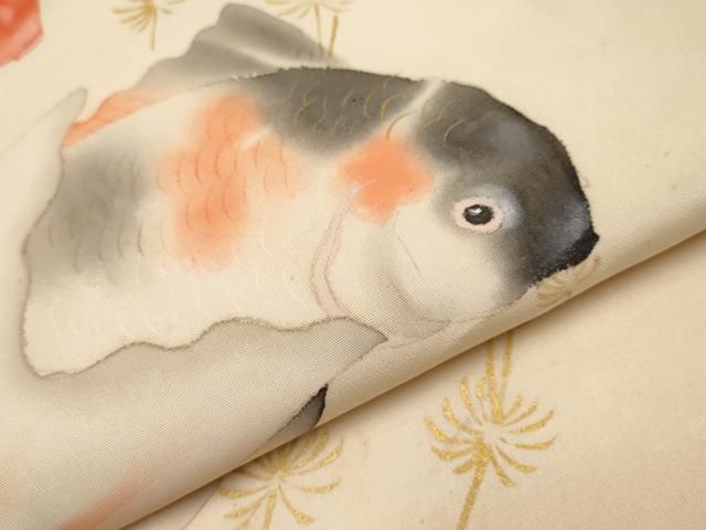 平和屋本店□極上 アンティーク 大正ロマン 九寸名古屋帯 手描き 金魚