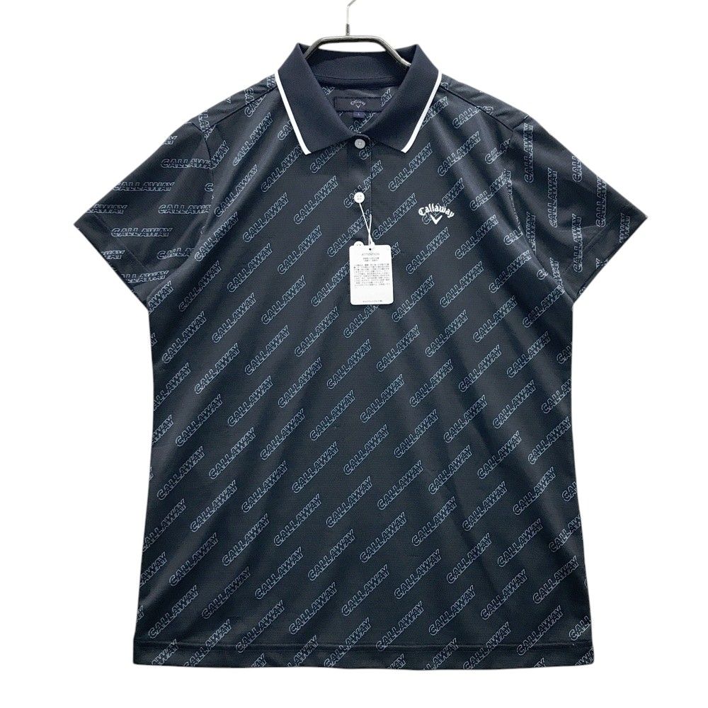 パーリーゲイツ 半袖ポロシャツ ネイビー 織生地 ロゴ刺しゅう