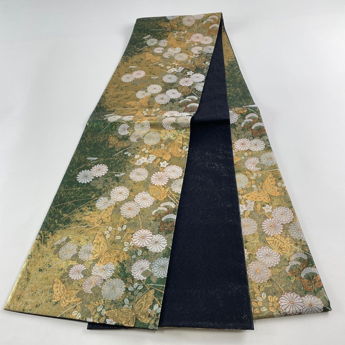 袋帯 秀品 祝宝物天上文様 華文 金糸 箔 金色 六通 正絹 【中古】