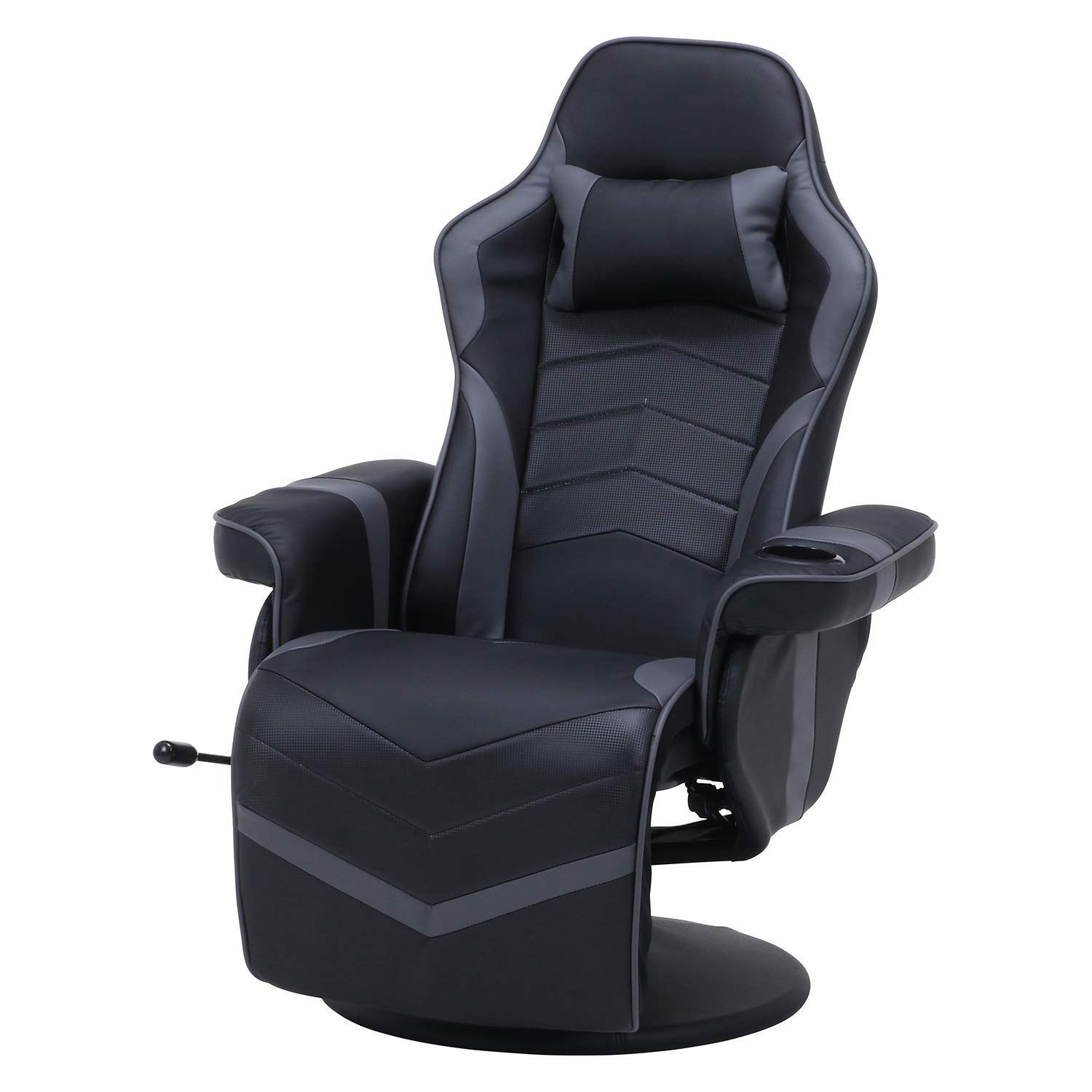 新着商品 不二貿易 パーソナルチェア ゲーミングチェア 幅84×奥行89~156×高さ94~112cm ブラック リクライニング機能 カップホルダー付 カーナ 53319