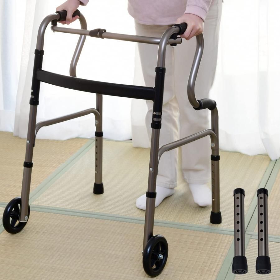 山善 YAMAZEN 歩行器 立ち上がり補助 完成品 3WAY キャスター付き 交互式 固定式 高さ調節 折りたたみ 軽量 室内 杖 手す