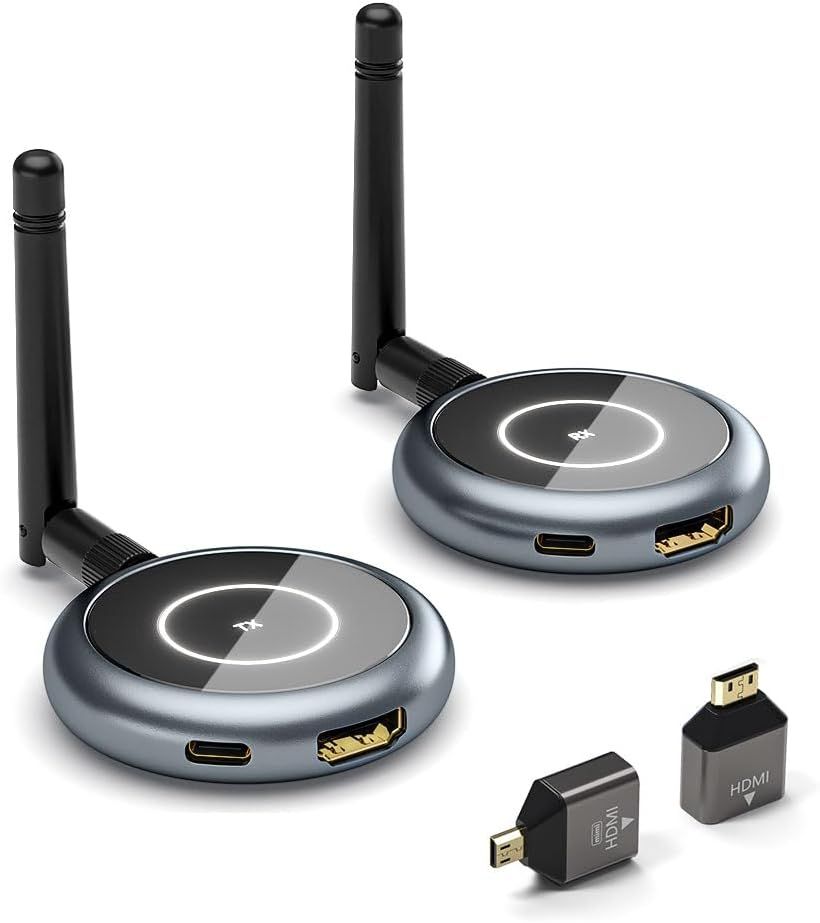 AIMIBO ワイヤレス hdmi 送受信機 無線 HDMI セット 【新機能マルチキャスト/受信機増設/50m無線接続/スマホ・タブレットをモニター化する】 ワイヤレスディスプレイアダプター 1080P 映像 転送 シ