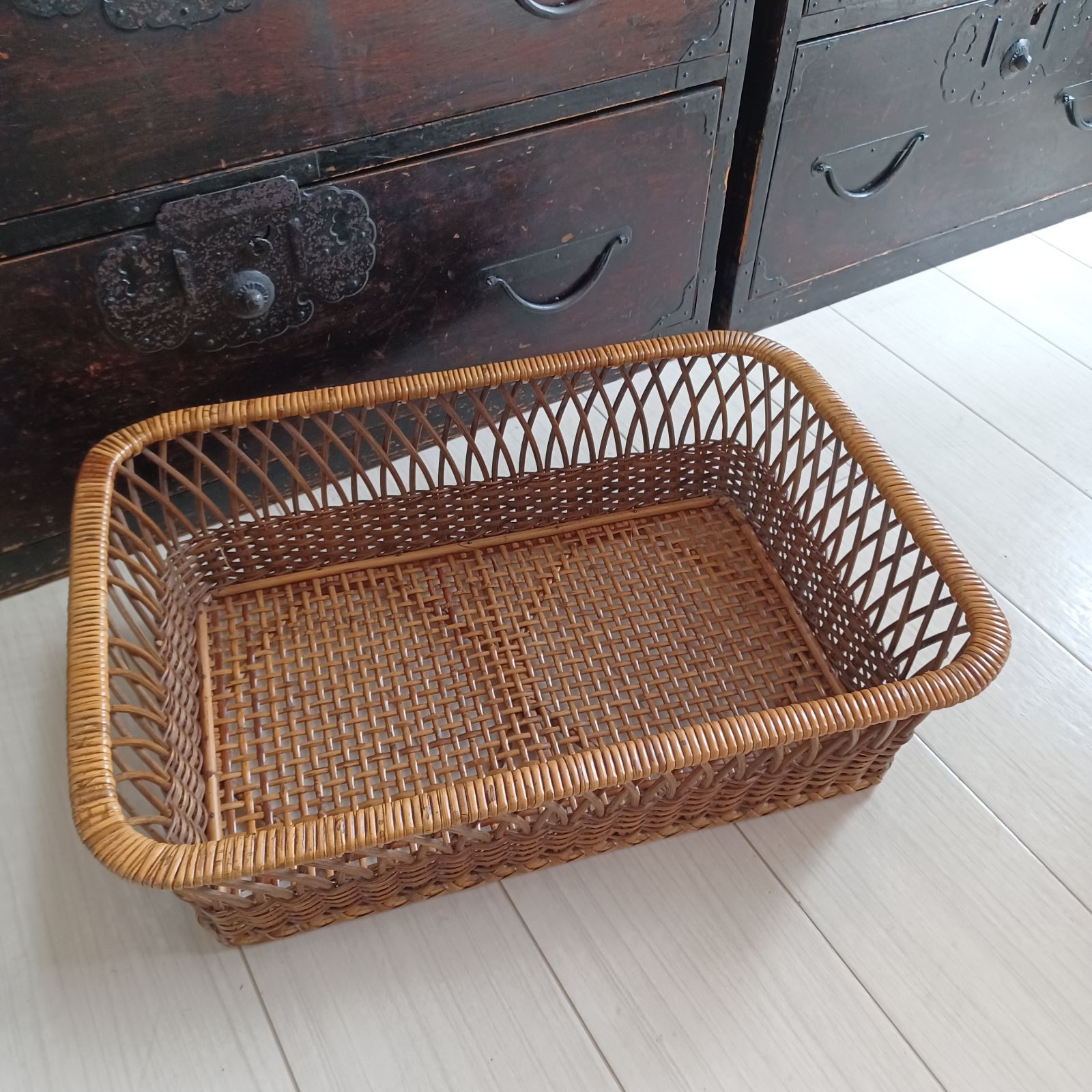 shiturae select ランドリーバスケット カゴ 脱衣カゴ レトロ 古道具