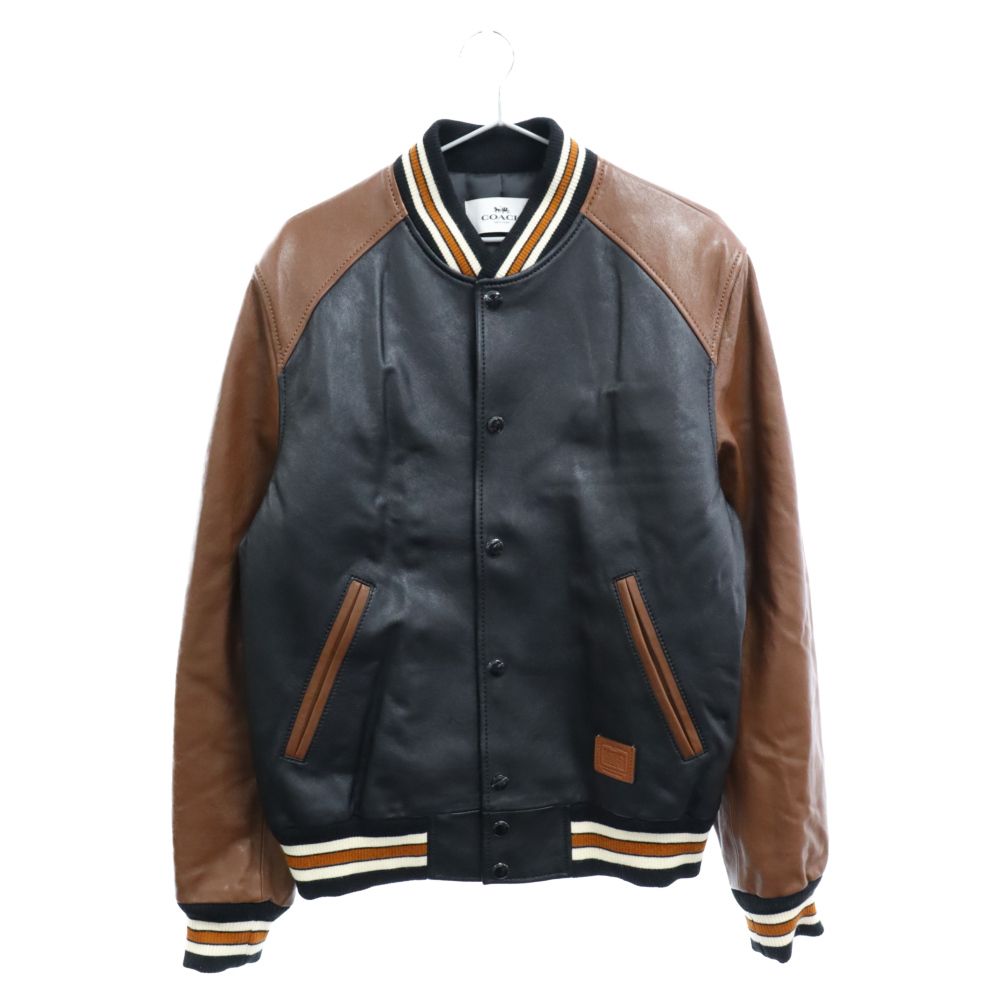 コーチ COACH レザー ジャケット 羊革 ラムレザー COACH (コーチ) ラムレザー バーシティー スタジアムジャケット