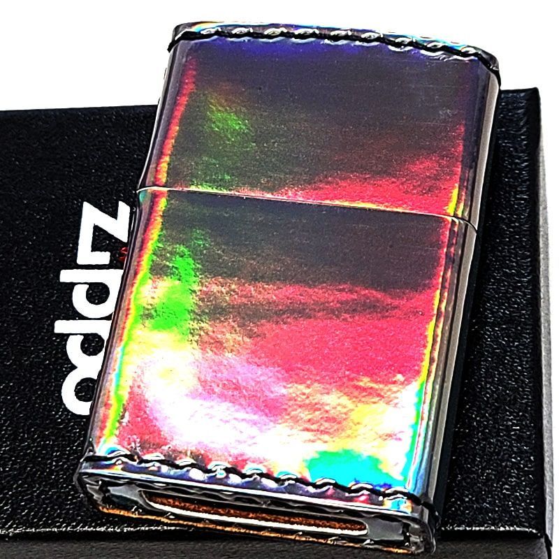 ZIPPO おしゃれ オーロラ ジッポ ライター スチール 5面加工 エナメル レインボー 綺麗 虹色 女性 レディース メンズ かっこいい ギフト プレゼント